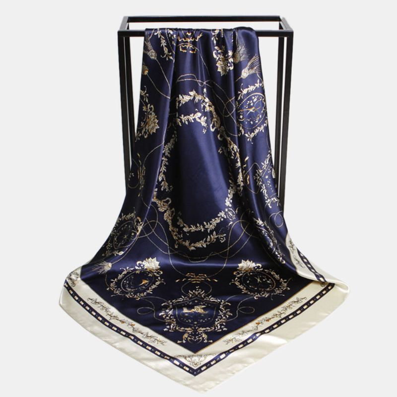 Kobiety 90 cm Imitacja Jedwabiu Wzór Łańcucha Elegancki Wielofunkcyjny Utrzymać Ciepły Szeroki Kwadratowy Szal