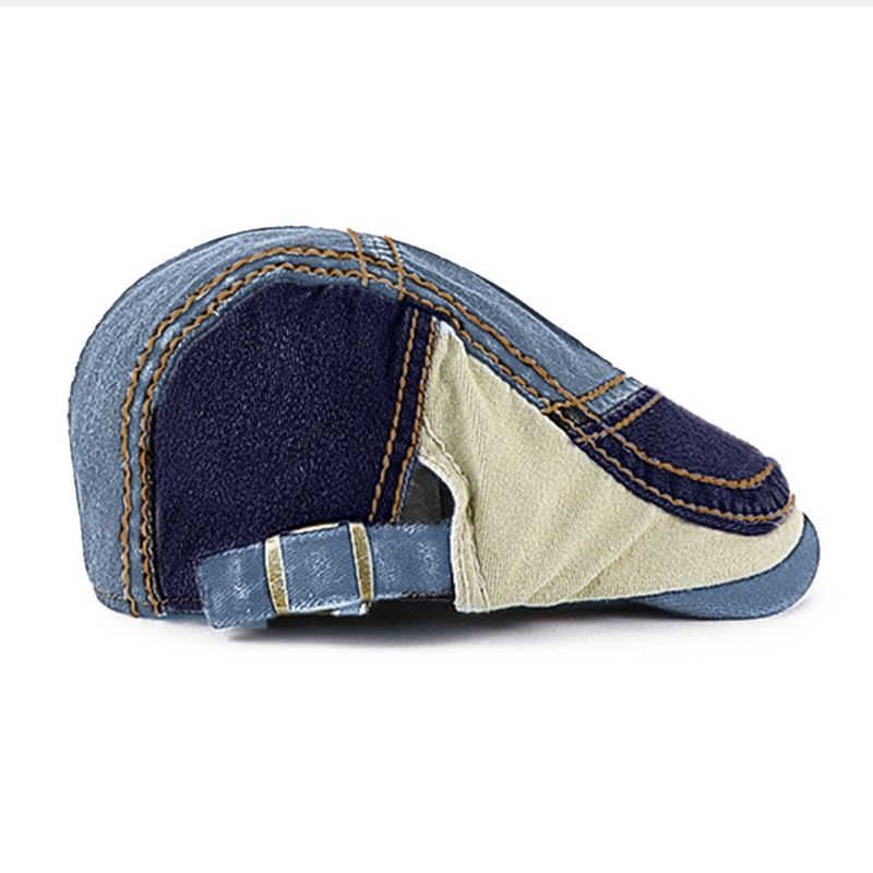 Collrown Mężczyźni Bawełna Colorblock Patchwork Oddychająca Osłona Przeciwsłoneczna Z Krótkim Rondem Casual Vintage CZapki Do Przodu Beret Płaskie CZapki