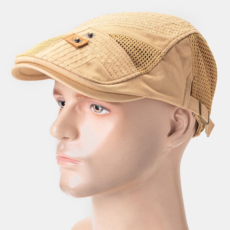 Collrown Męskie Cotton Mesh Oddychająca Na Co Dzień Na Zewnątrz Osłona Przeciwsłoneczna Do Przodu CZapka Płaska CZapka Beret