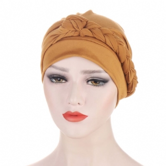 Kobiety Bawełna Multi Color Solid Casual Sunshade Side Braid Baotou CZapki Beanie CZapki