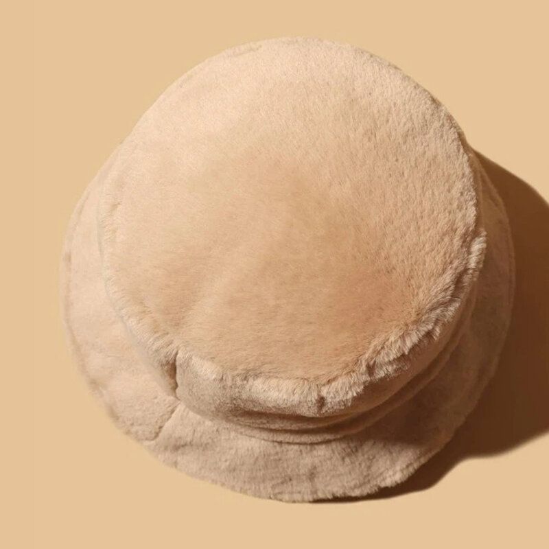 Kobiety Gruby Ciepły Zimowy Kapelusz Typu Bucket Solid Color Girls Płaskie Top Velvet Fedoras Ladies Pluszowy Bob