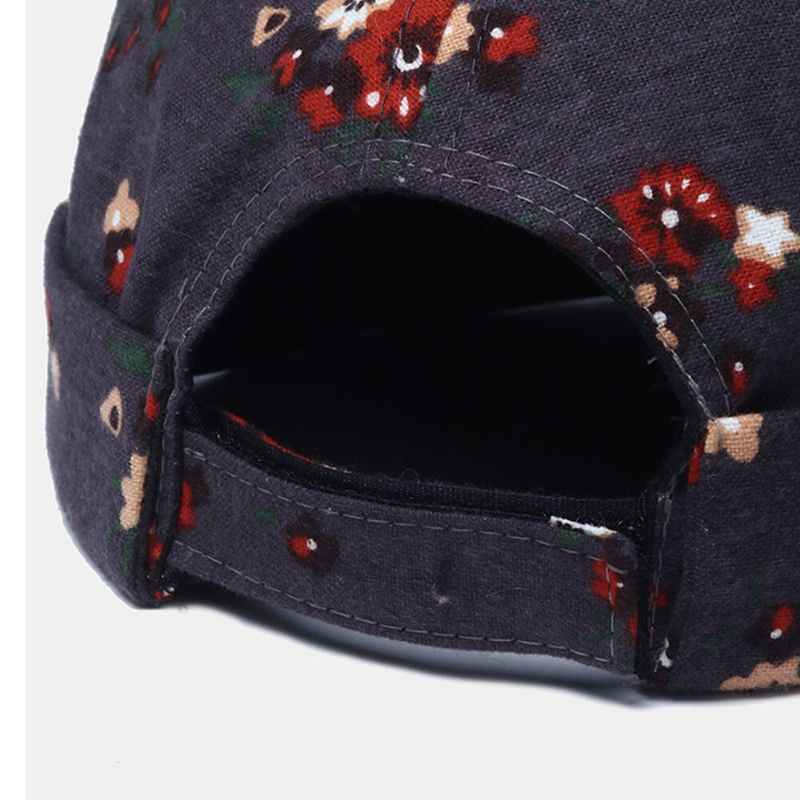Męska Bawełniana Kwiaty Wzór Regulowana Retro Casual Zaciskana CZapka Landlord Cap Skull Cap