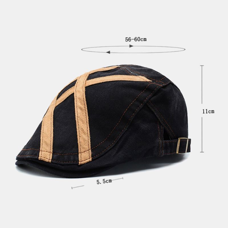 Męska Bawełniana Patchworkowa Retro Osłona Przeciwsłoneczna Beret CZapka Do Przodu CZapka Płaska