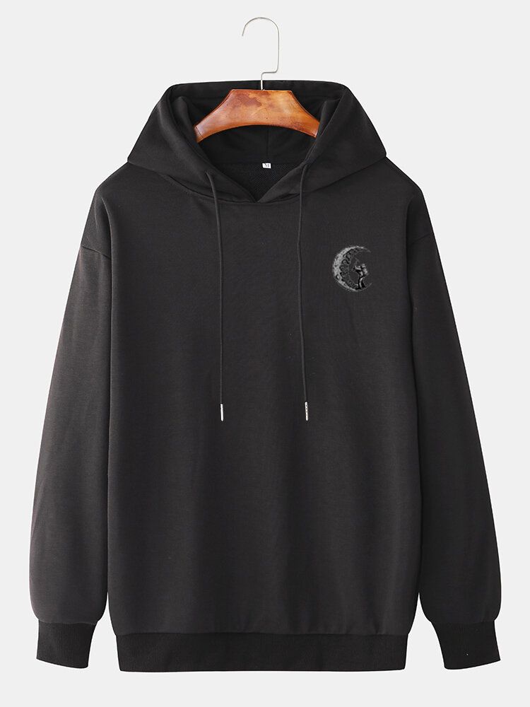 Męska Bluza Z Kapturem Moon Astronaut Solid Color Simple Casual Pullover