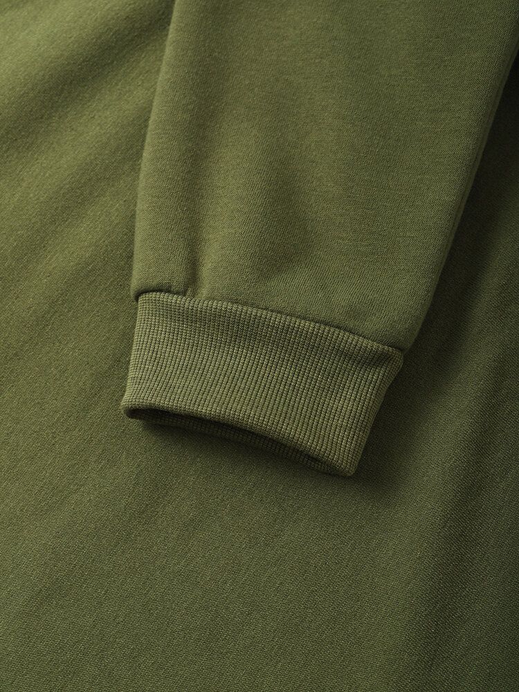 Męska Bluza Z Polaru Z Plisowanym Dekoltem I Okrągłym Dekoltem W Stylu Casual