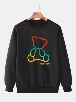 Męskie Bawełniane Bluzy Z Okrągłym Dekoltem W Kształcie Misia W Stylu Ombre