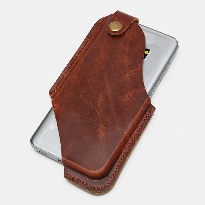 Ekphero Mężczyźni Retro Rub Kolor Edc Mini Talii Torba Skórzana Klamka 6.5 Cal Telefon Torba Pas Torba