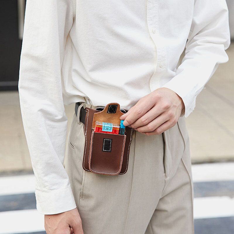 Mężczyźni Pu Leather Flap-over Pudełko Na Papierosy Torba Na Pasek Na Co Dzień 5.5 Cala Torba Na Telefon Torba Na Pasek