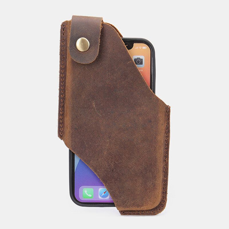 Męska Torba Na Telefon Z Prawdziwej Skóry W Stylu Vintage Antykradzieżowa Krótka Torba Na Telefon