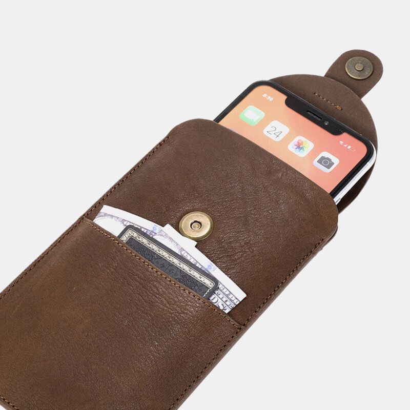 Męska Torba Z Prawdziwej Skóry W Stylu Vintage Długa Torba Na Telefon Torba Na Pasek Torba Na Pasek