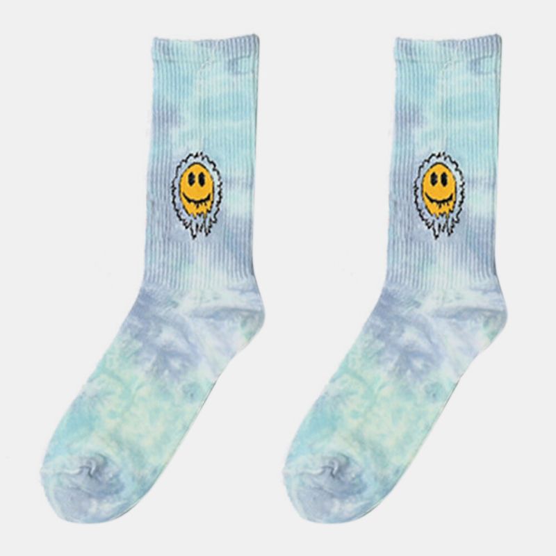 Mężczyźni Kobiety Bawełna Gradient Kolor Uśmiech Stokrotka Wzór Słonecznika Tie-dye Moda Antypoślizgowe Skarpetki Rurki