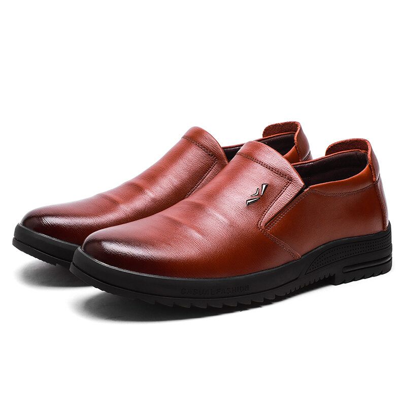 Mężczyźni Wygodne Prawdziwej Skóry Antypoślizgowe Slip On Business Casual Buty