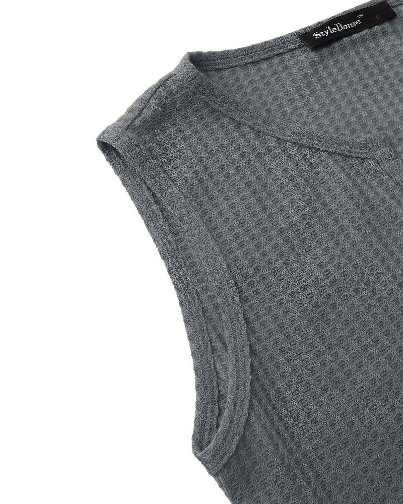 Bez Rękawów V-neck Cami Jednolity Kolor Dzianina Codzienny Casual Tank Tops