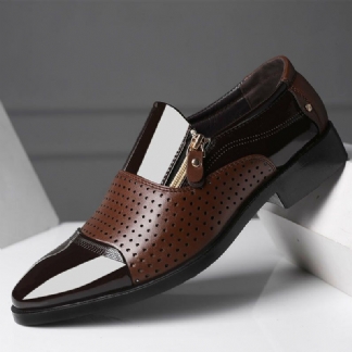 Męskie Skórzane Hollow Out Oddychająca Miękka Podeszwa Slip On Casual Oxford Business Buty