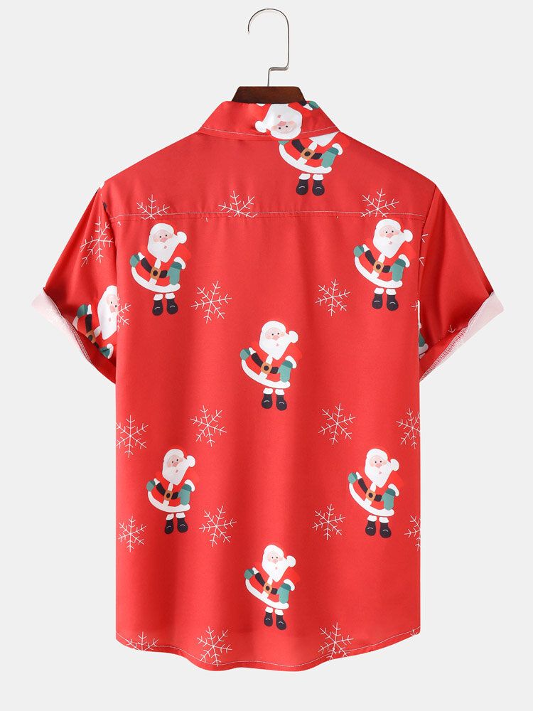 Mężczyźni Christmas Santa Snow Cyfrowe Drukowane Krótkie Koszulki Na Co Dzień