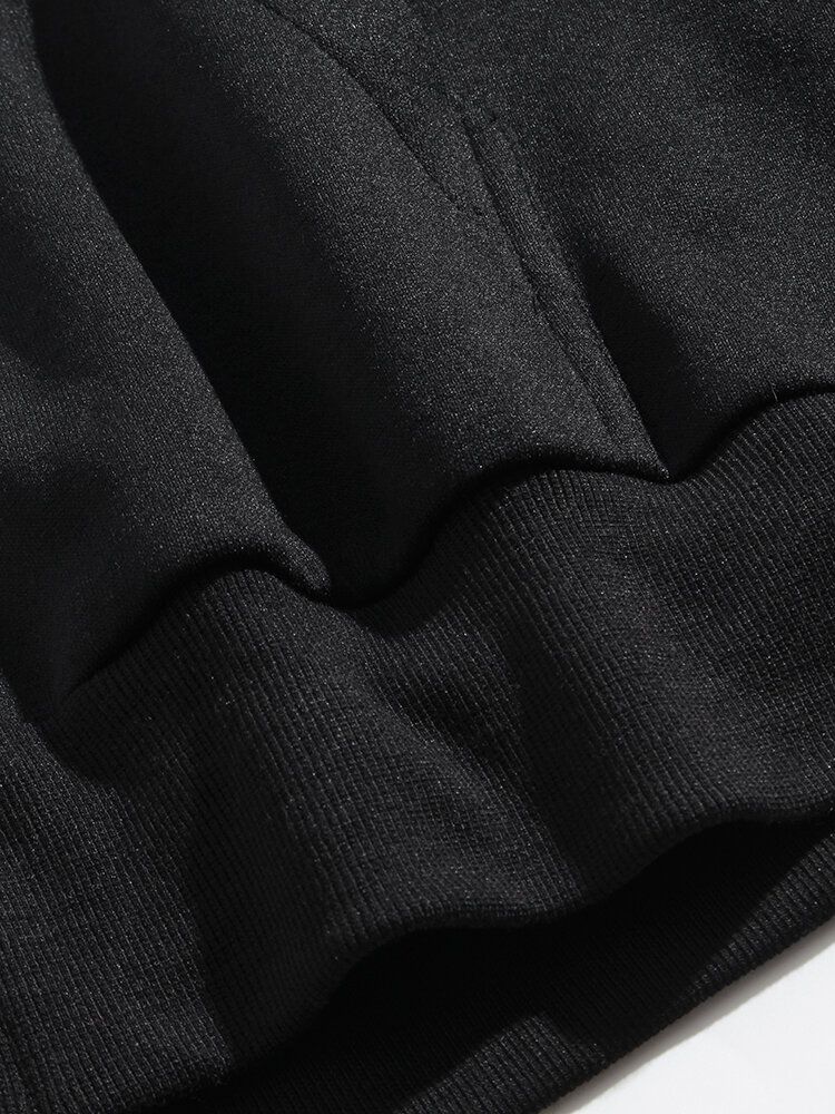 Męska Bluza W Kratę Z Patchworkowym Zamkiem Z Długim Rękawem I Kieszenią