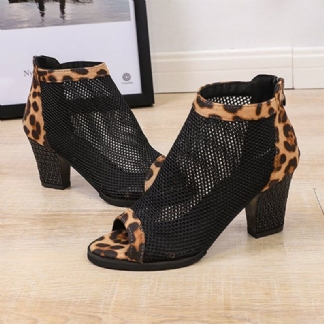 Kobiety Casual Mesh Oddychająca Masywny Obcas Hollow Out Peep-toe Pumps Buty