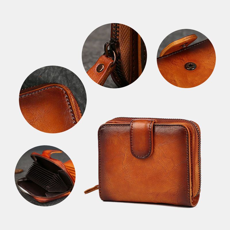 Ekphero Mężczyźni Retro Miękka Skóra Krótki Wielofunkcyjny Wielofunkcyjny Etui Na Karty Slot Karty Pieniądze Klip Monety Kiesy Portfele