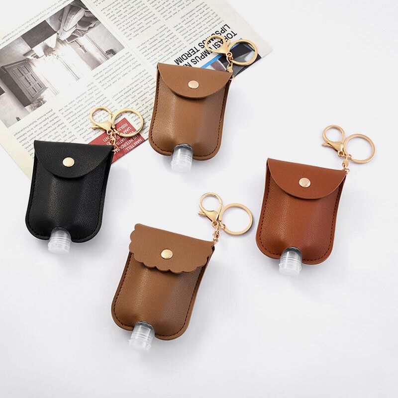 Kobiety Faux Leather Casual Przenośny Odkażacz Do Rąk Butelka Brelok Podróżna Torba Wisiorek Akcesoria