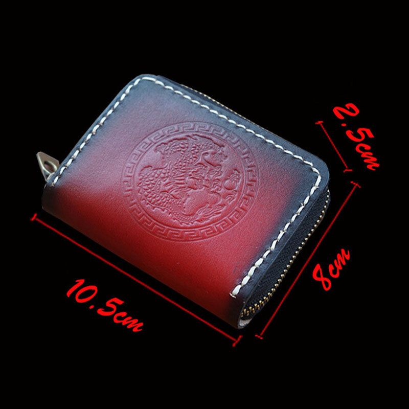 Mężczyźni Gradient Pierwsza Warstwa Skóry Bydlęcej Zamek Portfele Rfid Antymagnetyczne Multi-card Slot Posiadacza Karty Monety Kiesy