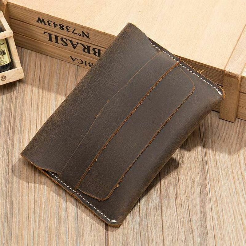 Mężczyźni Krótkie Mini Portfele Prawdziwej Skóry Retro Cienki Posiadacz Karty Klip Pieniądze Monety Kiesy