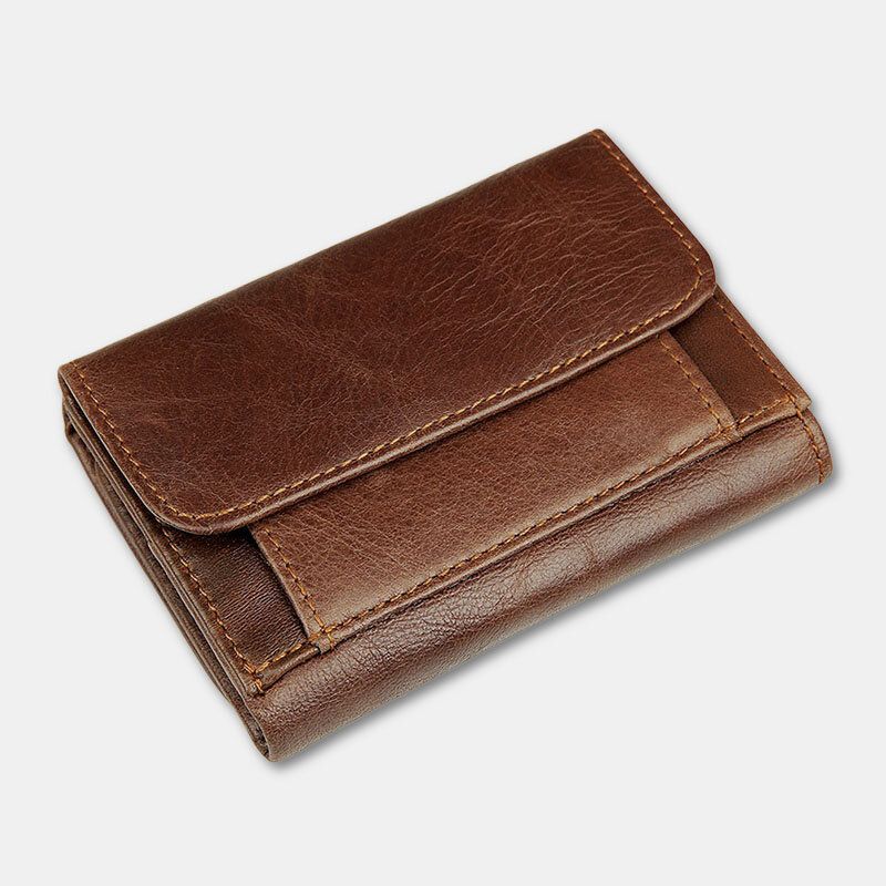 Mężczyźni Vintage Rfid Antymagnetyczny Portfel Ze Skóry Wołowej Potrójnie Składany Krótki Etui Na Wiele Kart Etui Na Karty Prawo Jazdy Portfel