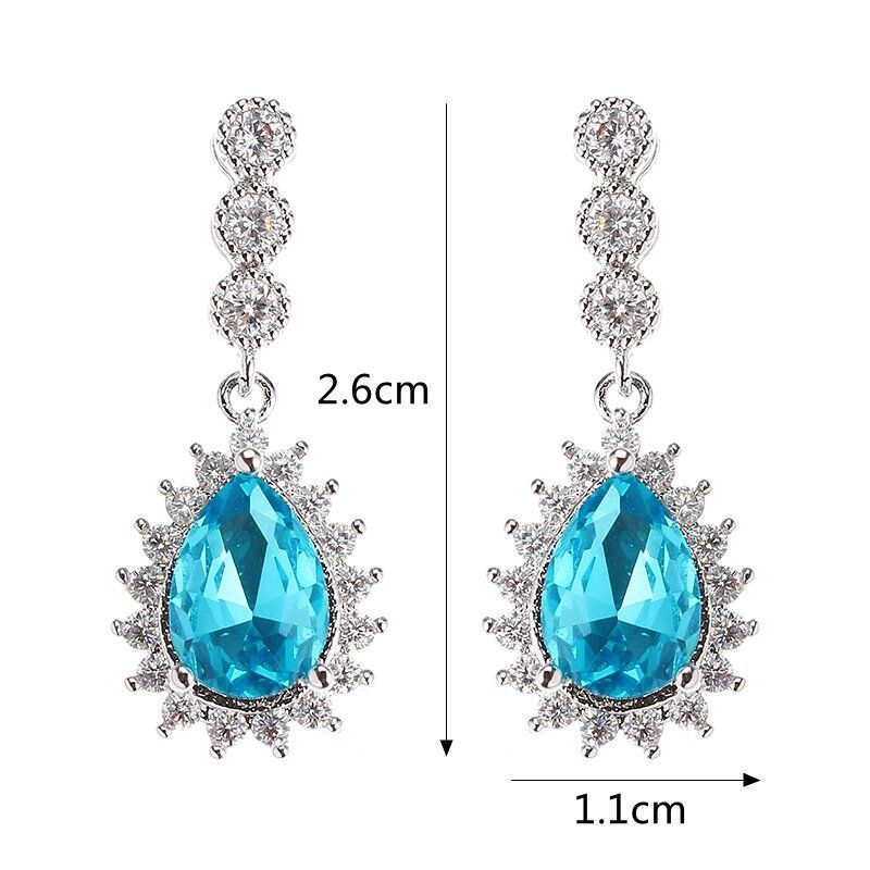 Cyrkon Kryształ Dangle Kolczyki 12 Miesięcy Birthstone Urodziny Kamień Kolczyk Dla Kobiet