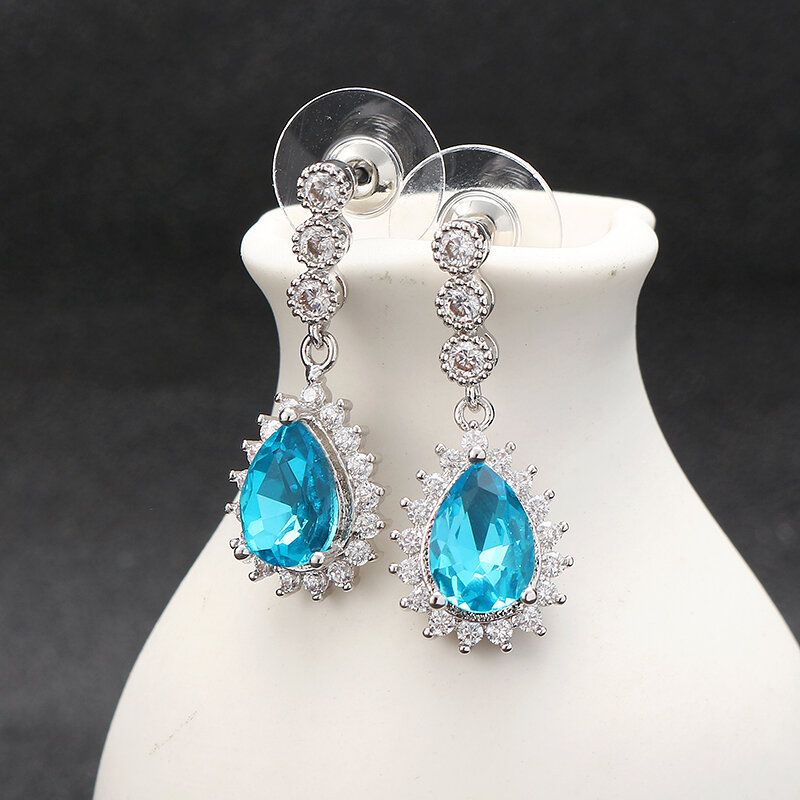 Cyrkon Kryształ Dangle Kolczyki 12 Miesięcy Birthstone Urodziny Kamień Kolczyk Dla Kobiet