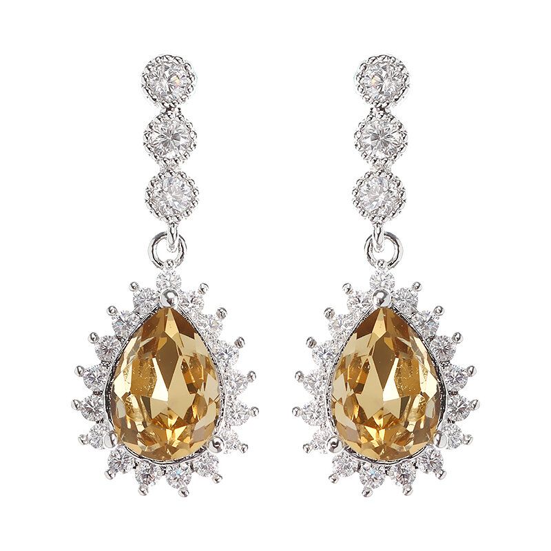 Cyrkon Kryształ Dangle Kolczyki 12 Miesięcy Birthstone Urodziny Kamień Kolczyk Dla Kobiet