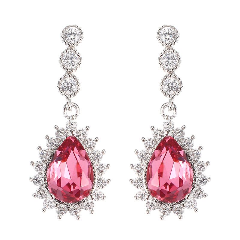 Cyrkon Kryształ Dangle Kolczyki 12 Miesięcy Birthstone Urodziny Kamień Kolczyk Dla Kobiet