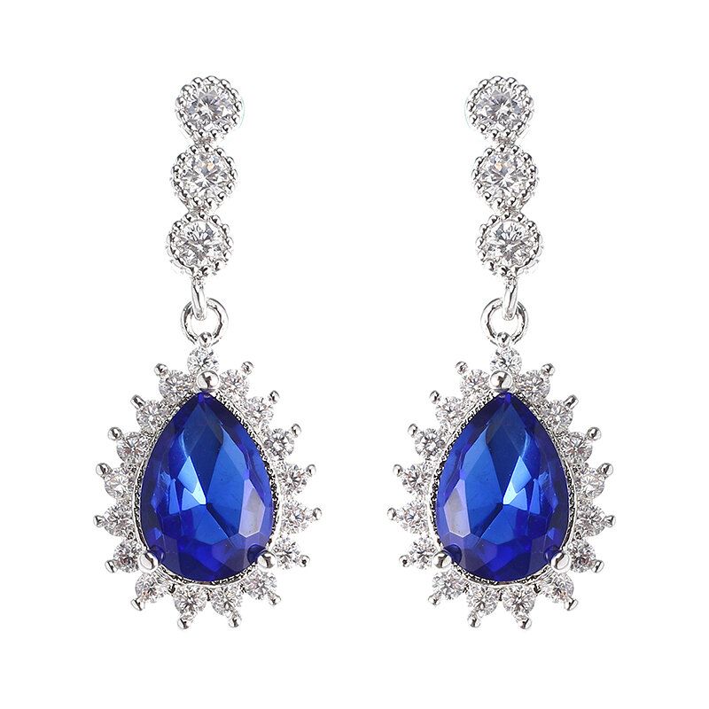 Cyrkon Kryształ Dangle Kolczyki 12 Miesięcy Birthstone Urodziny Kamień Kolczyk Dla Kobiet