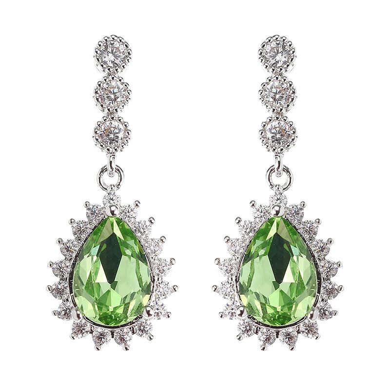 Cyrkon Kryształ Dangle Kolczyki 12 Miesięcy Birthstone Urodziny Kamień Kolczyk Dla Kobiet