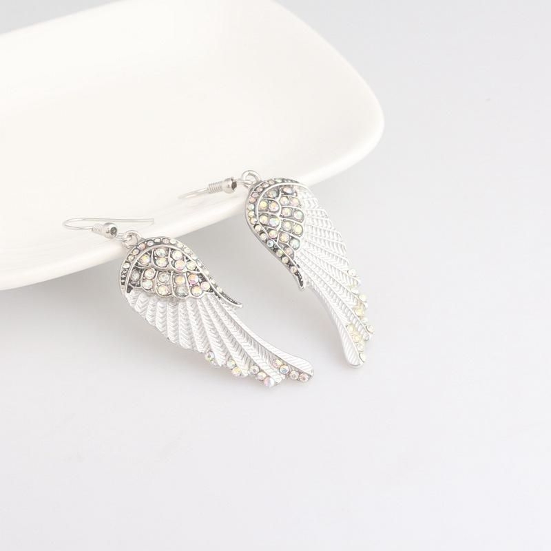 Śliczne Damskie Kolczyki Angel Wings Rhinestone Alloy Dynda Kolczyk Modne Kolczyki Dla Kobiet