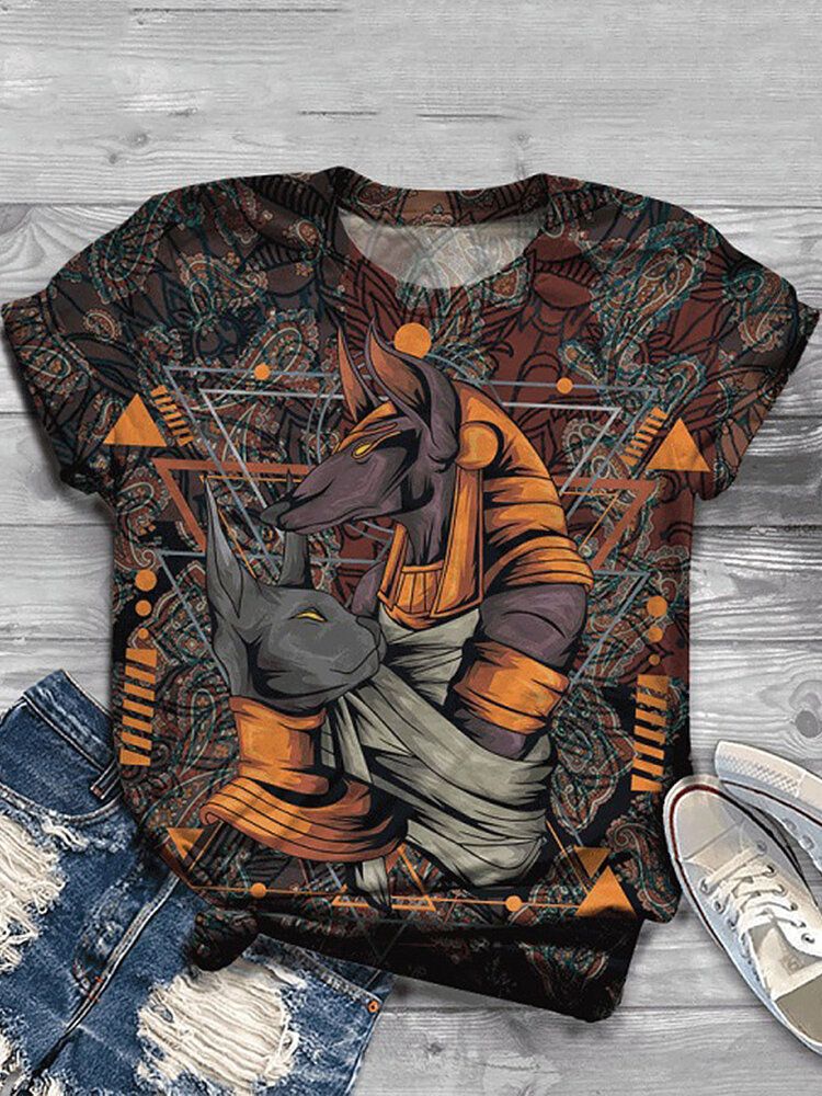 Kobiety Halloween Funny Pumpkin Print Casual T-shirty Z Krótkim Rękawem