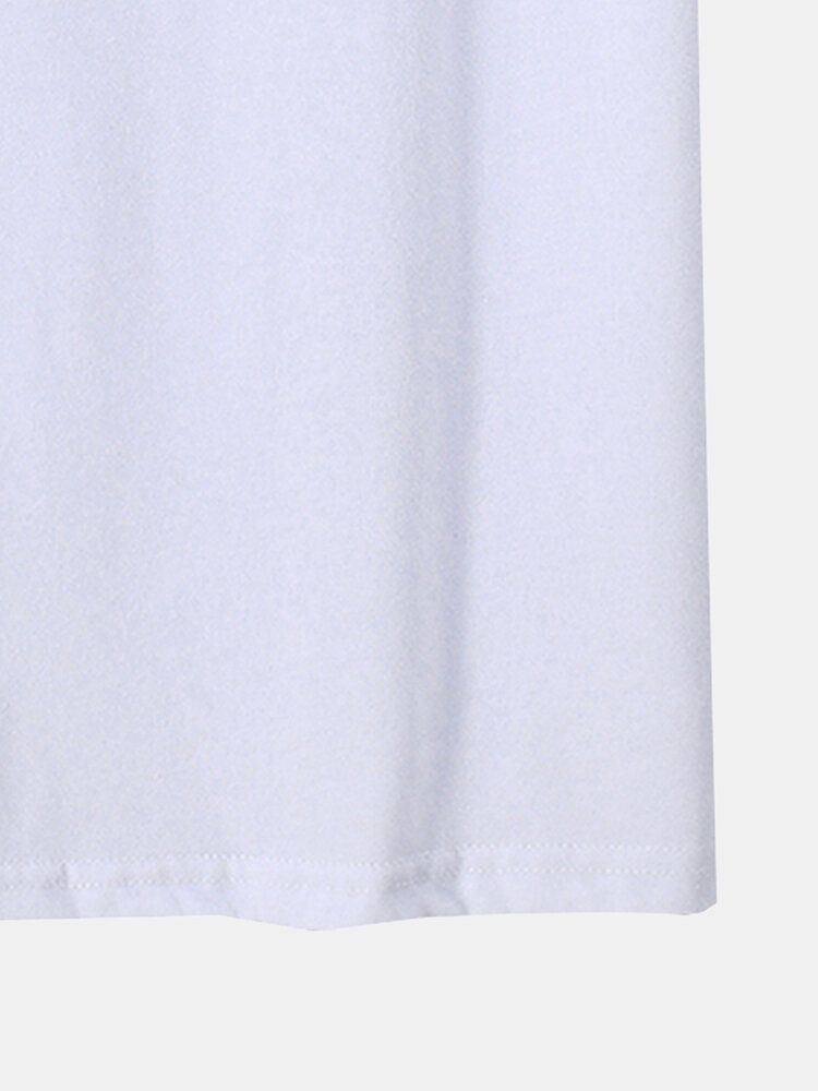 Mężczyźni Alien Pattern Crew Neck Hem Mankiet Krótki Rękaw Miękkie Casual T-shirty
