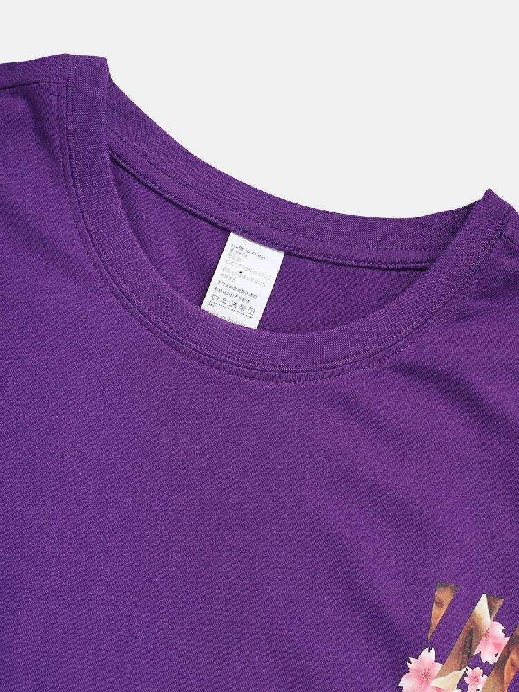 Męska Figura Floral Back Graphics 100% Bawełniane Luźne Koszulki Z Krótkim Rękawem