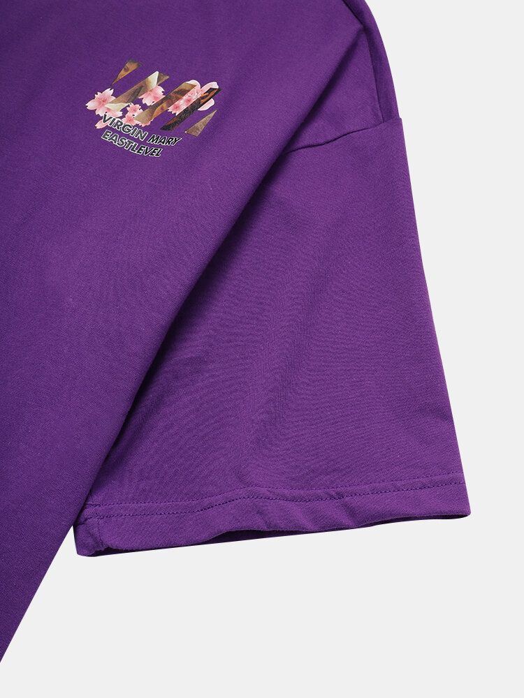 Męska Figura Floral Back Graphics 100% Bawełniane Luźne Koszulki Z Krótkim Rękawem
