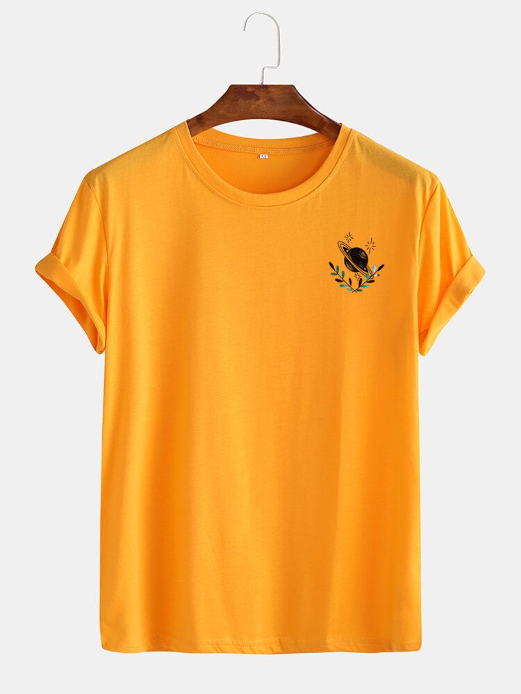 Męska Koszulka Z Okrągłym Dekoltem W Kształcie Planety Z Krótkim Rękawem Casual T-shirty
