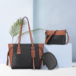 3 Szt Pu Skóra Vintage Dopasowana Kolorystycznie Torebka O Dużej Pojemności Torebka Crossbody Torebka Na Ramię Torebka