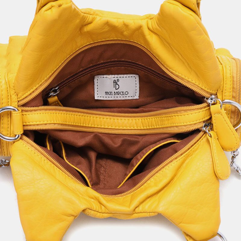 Anioł Pocałunek Kobiety Pu Skóra Vintage Multi-pocket Cabrio Anti-theft Torba Crossbody Torba Na Ramię Torebka