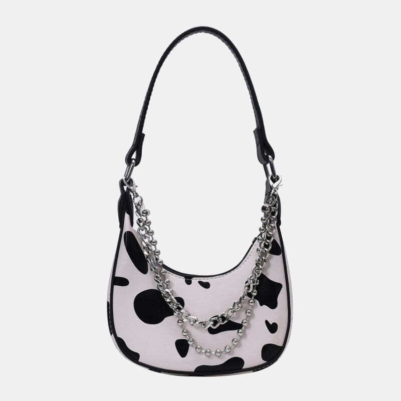 Kobiety Cow Pattern Casual Stylowa Torebka Na Ramię Z Łańcuszkiem