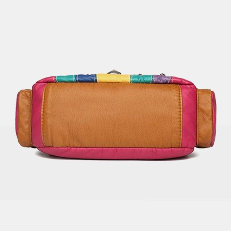 Kobiety Pu Skóra Rhinestone Patchwork Wodoodporna Torba Na Ramię W Stylu Vintage Torebka Na Ramię Torby Na Ramię