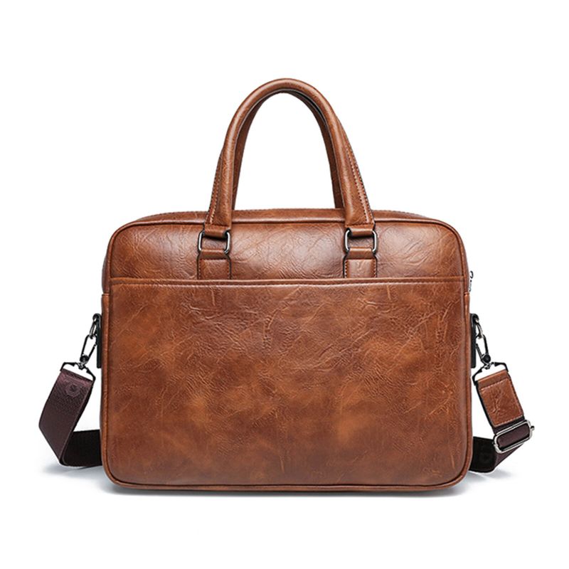 Męska Teczka Biznesowa Ze Sztucznej Skóry O Dużej Pojemności Casual Wielofunkcyjna Torebka Na Ramię Torba Crossbody