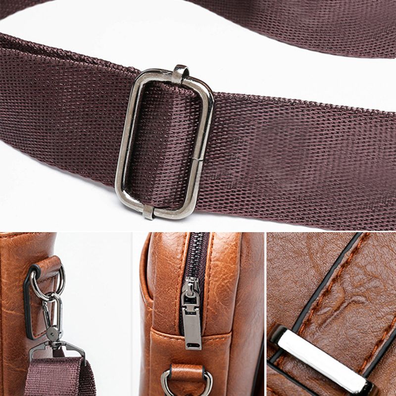 Męska Teczka Biznesowa Ze Sztucznej Skóry O Dużej Pojemności Casual Wielofunkcyjna Torebka Na Ramię Torba Crossbody