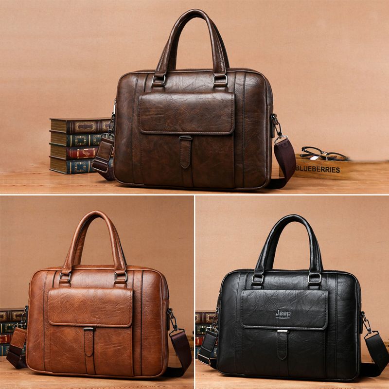 Męska Teczka Biznesowa Ze Sztucznej Skóry O Dużej Pojemności Casual Wielofunkcyjna Torebka Na Ramię Torba Crossbody