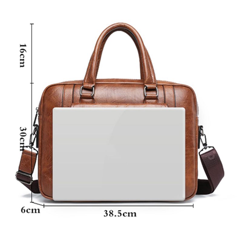 Męska Teczka Biznesowa Ze Sztucznej Skóry O Dużej Pojemności Casual Wielofunkcyjna Torebka Na Ramię Torba Crossbody