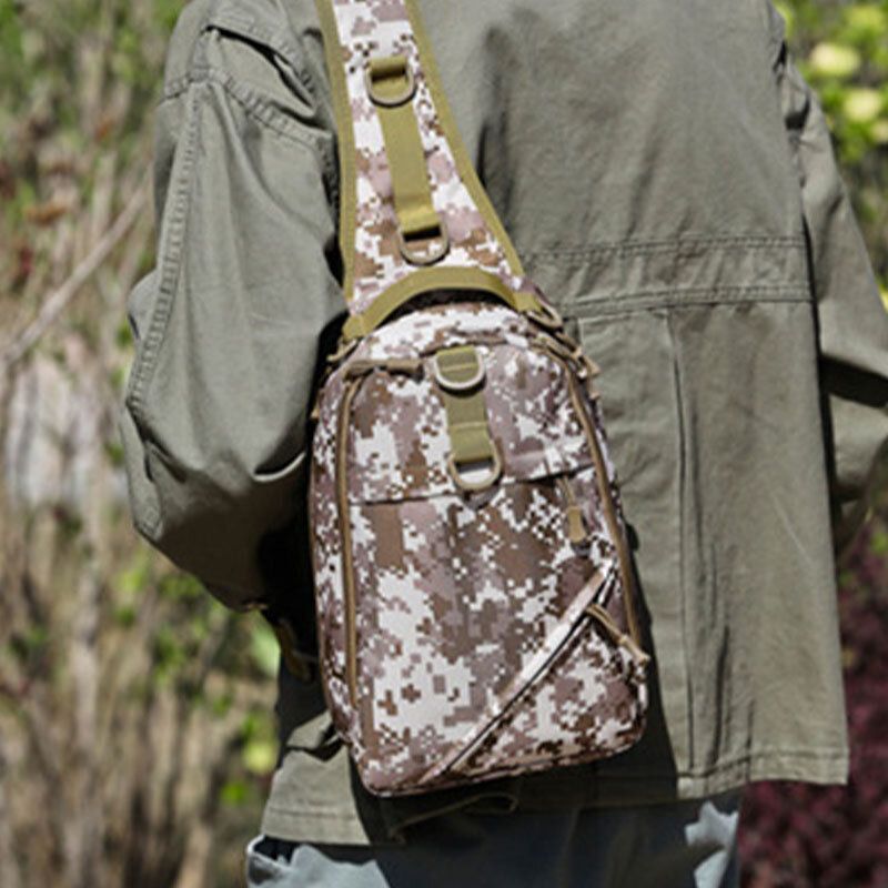 Mężczyźni Kamuflaż Multi-carry Tactical Fishing Travel Outdoor Torba Na Klatkę Piersiową Torba Na Ramię