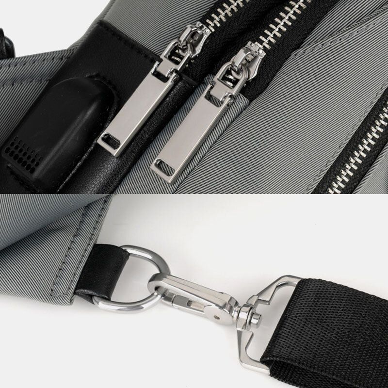 Mężczyźni Oxford Usb Charging Waterproof Casual Outdoor Crossbody Torby Torba Na Klatkę Piersiową Sling Bag
