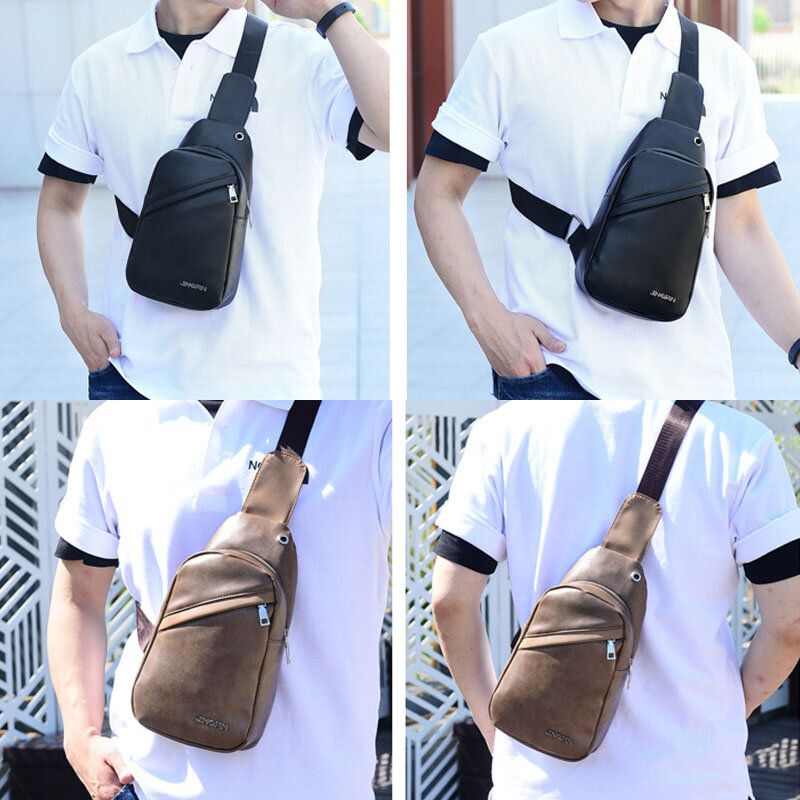 Męska Torba Na Słuchawki O Dużej Pojemności Business Multi-kieszeni Crossbody Torby Torba Na Klatkę Piersiową Sling Bag