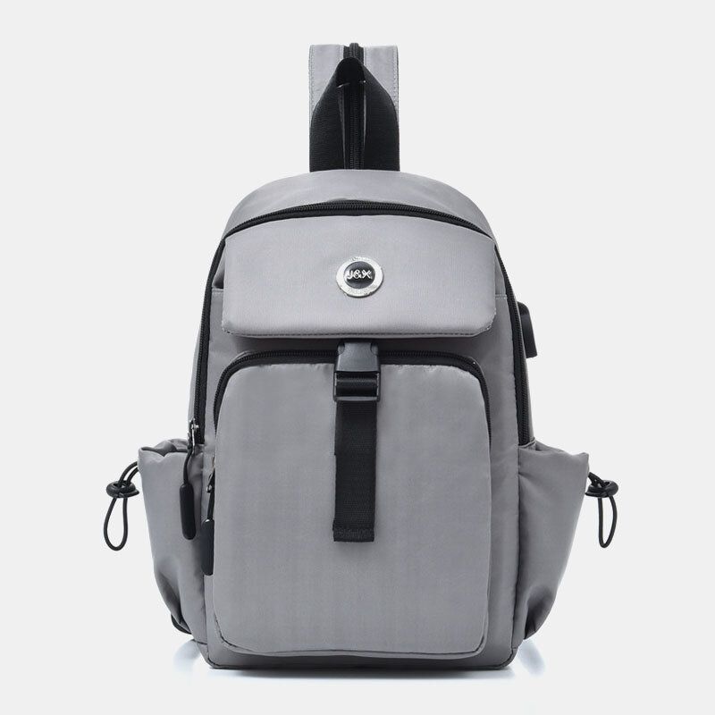 Męska Wielowarstwowa Wielowarstwowa Ładowana Przez Usb Wodoodporna Torba Crossbody Torba Na Klatkę Piersiową Plecak Na Ramię